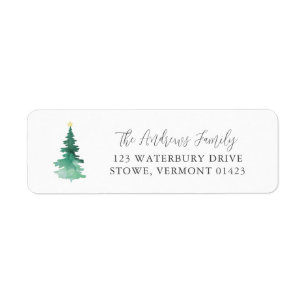 Etiqueta Dirección del árbol acuarela Boho Merry Christmas