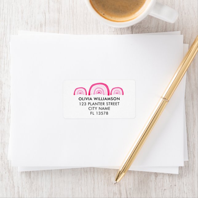 Etiqueta Dirección del arco iris rosado moderno (In situ)