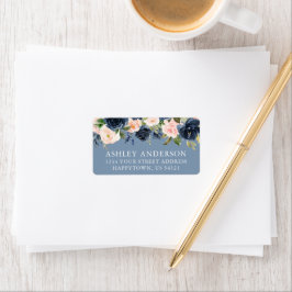 Etiqueta Dirección del Boda azul turbio y húmedo de color d