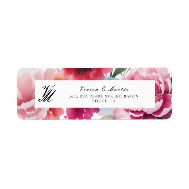 Etiqueta Dirección del Boda Blossom Bright (Frente)