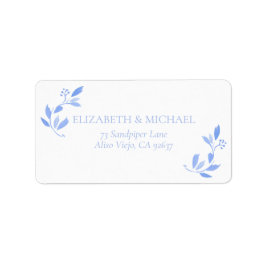 Etiqueta Dirección del Boda botánico floral azul francés