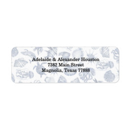 Etiqueta Dirección del Boda costero azul