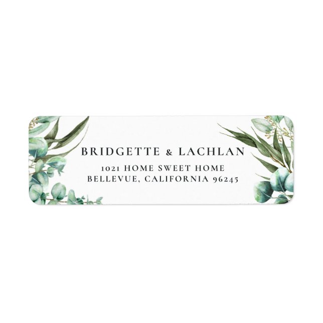 Etiqueta Dirección del Boda de Eucalyptus (Frente)