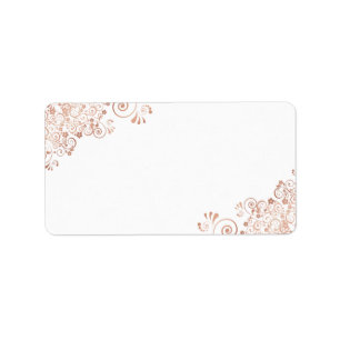 Etiqueta Dirección del Boda de impresión Rosa Gold Frills B