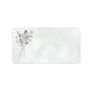 Etiqueta Dirección del Boda Eucalyptus Lavender Bouquet Bla