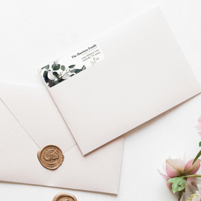 Etiqueta Dirección del Boda Eucalyptus Moderno (Modern Eucalyptus Wedding Return Address Label)