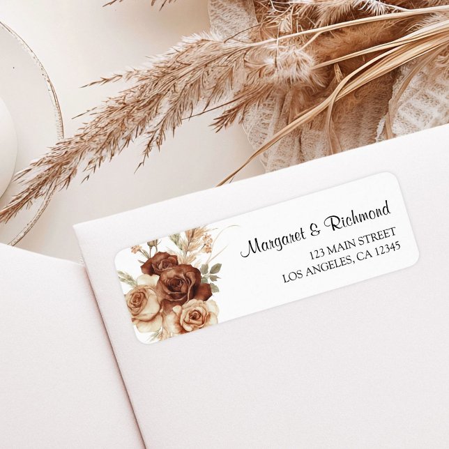 Etiqueta Dirección del Boda Floral Boho Rusty Terracotta (Subido por el creador)