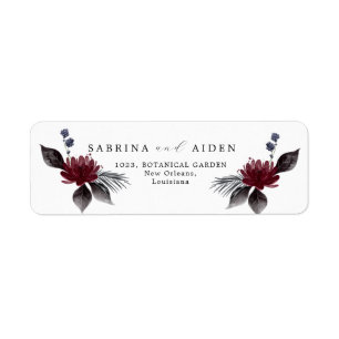 Etiqueta Dirección del Boda floral gótico de Marina Blue Bu