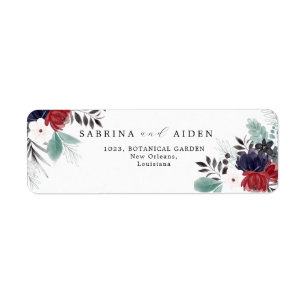 Etiqueta Dirección del Boda floral gótico de Marina Blue Bu