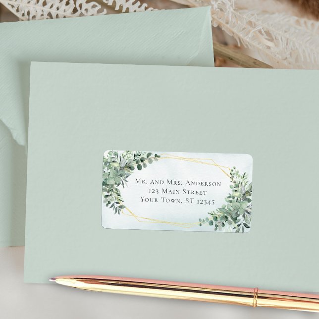 Etiqueta Dirección del Boda geométrico Eucalyptus Greenery  (Subido por el creador)