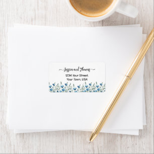 Etiqueta Dirección del Boda Rustic Blue Boho Wildflowers
