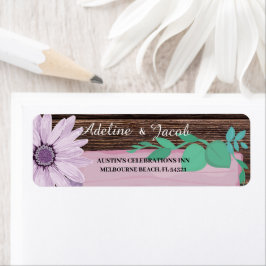 Etiqueta Dirección del Boda Rustic Wooden Floral