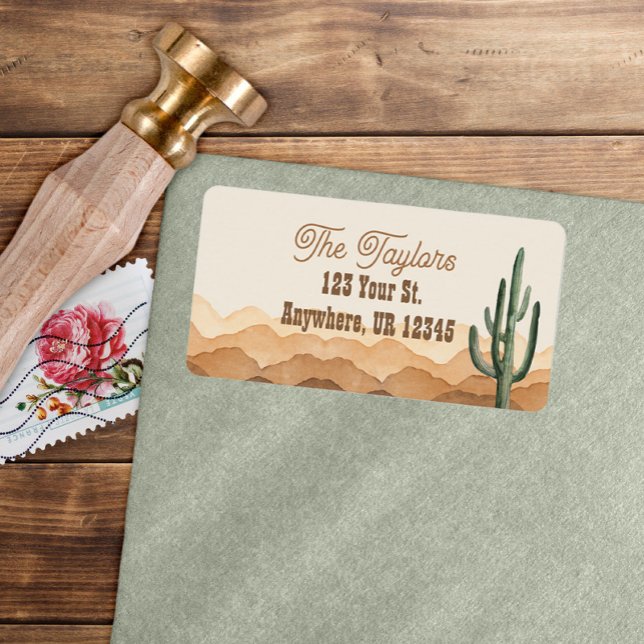 Etiqueta Dirección del desierto suroeste boho rústico cactu (Subido por el creador)