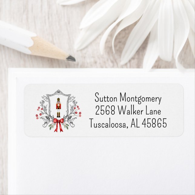 Etiqueta Dirección del Escudo de Nutcracker de los navidade (In situ)