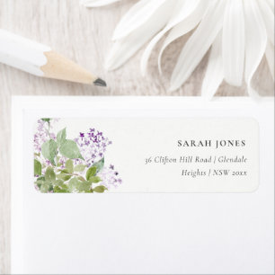 Etiqueta Dirección del Jardín de Cabaña de Lilac Floral Wre