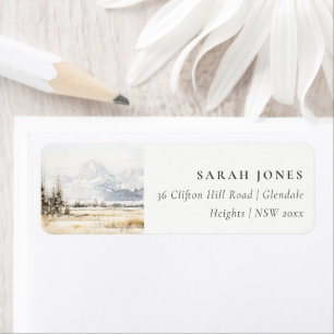 Etiqueta Dirección del paisaje al acuarela de Jackson Hole 
