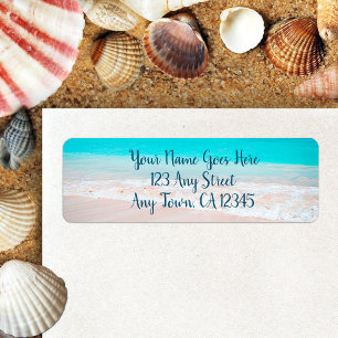 Etiqueta Dirección del personalizado de fotos de la playa d