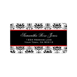 Etiqueta Dirección elegante de acento rojo blanco y negro D