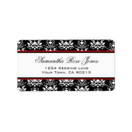 Etiqueta Dirección elegante de acento rojo negro y blanco D