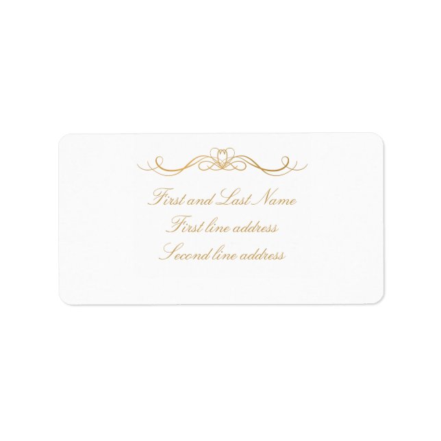 Etiqueta Dirección elegante moderna personalizada en oro y  (Frente)
