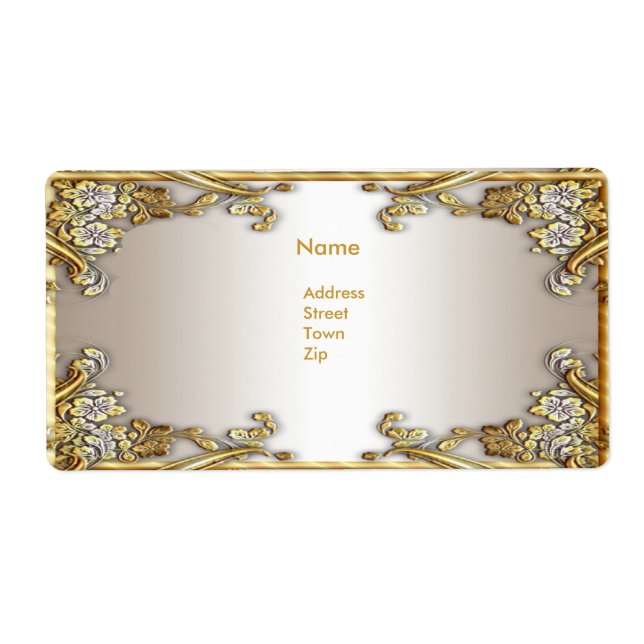 Etiqueta Dirección Elegante Oro Crema (Frente)