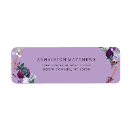 Etiqueta Dirección Floral Botanical Elegant Purple Return