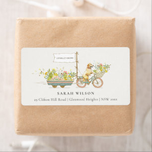 Etiqueta Dirección floral de Golden Retriever de crecimient