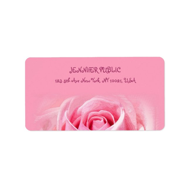 Etiqueta Dirección floral de plantilla elegante rosa rosa r (Frente)