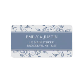 Etiqueta Dirección Floral Dusty Blue Elegant Wedding
