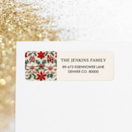 Etiqueta Dirección floral roja de los navidades