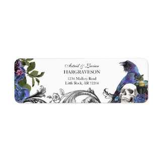 Etiqueta Dirección Gothic Raven & Skull Purple Return