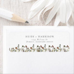 Etiqueta Dirección HEIDI Bohemian Watercolor Flor silvestre