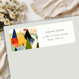 Etiqueta Dirección horizontal de Navidades retro abstractos