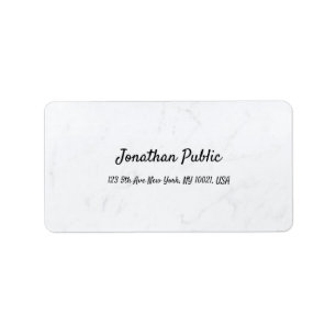 Etiqueta Dirección llana de mármol blanca limpia elegante