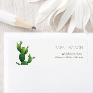 Etiqueta Dirección Mínima De Foliaje Verde De Cactus Potabl