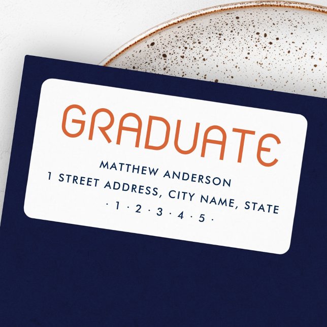 Etiqueta Dirección moderna de retorno de graduados (Modern graduation graduate return address label)