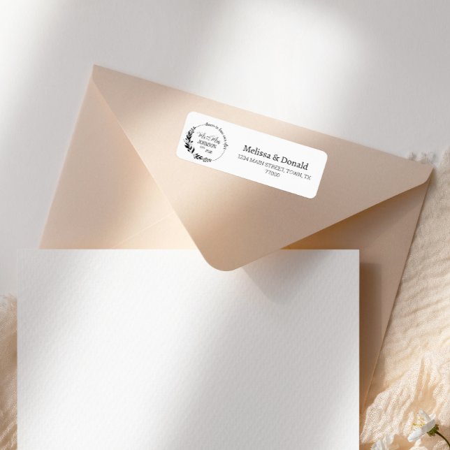 Etiqueta Dirección moderna simple de Mr. & Mrs Script (Subido por el creador)