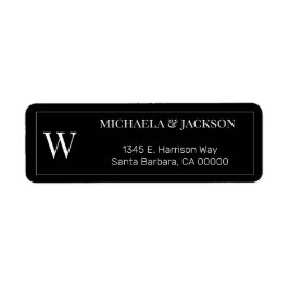 Etiqueta Dirección Monogramada Black White Simple Return