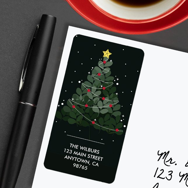 Etiqueta Dirección negra del árbol de Navidad (Subido por el creador)