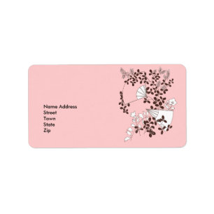 Etiqueta Direccion Pegatina Vintage Retro Floral F