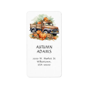 Etiqueta Dirección Personalizada, Calabazas de Otoño, Camió