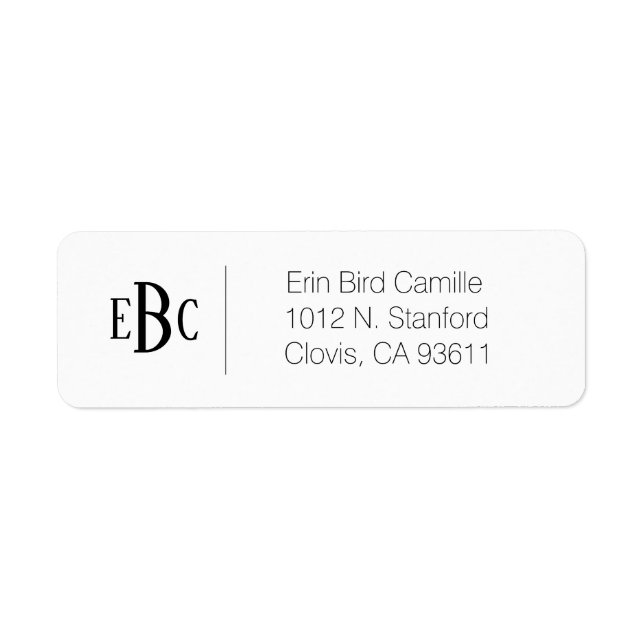 Etiqueta Dirección personalizada clásica en blanco y negro (Frente)