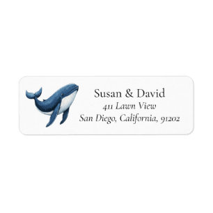 Etiqueta Dirección personalizada de ballena azul