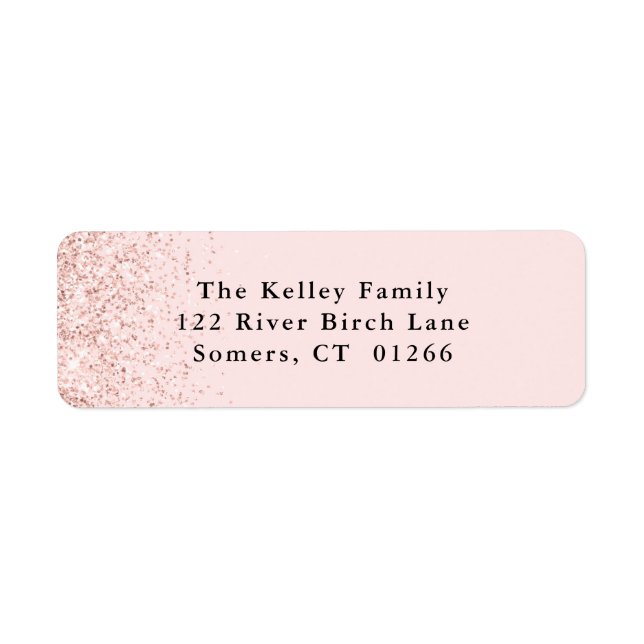 Etiqueta Dirección personalizada de confetti Purpurina rosa (Frente)
