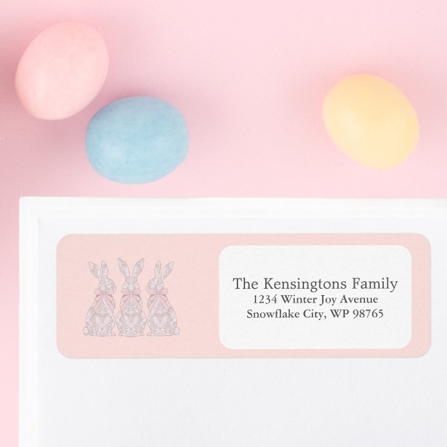 Etiqueta Dirección personalizada de devolución de Semana Sa (Personalized Lace Bunny Easter Return Address Label)