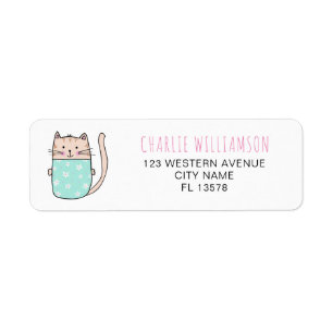 Etiqueta Dirección personalizada de gatito lindo
