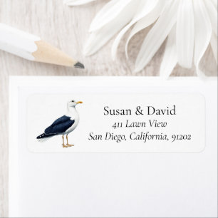 Etiqueta Dirección personalizada de la gaviota de aves cost