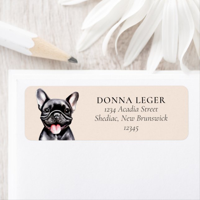 Etiqueta Dirección personalizada de perro Bulldog francés n (In situ)