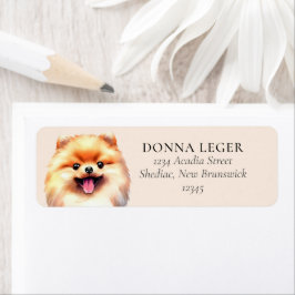 Etiqueta Dirección personalizada de perro de Pomerania