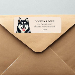 Etiqueta Dirección personalizada del perro Husky Siberiano